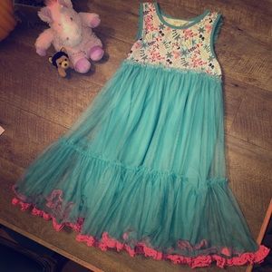 Matilda Jane Girl’s Dress with Aqua Tulle Skirt